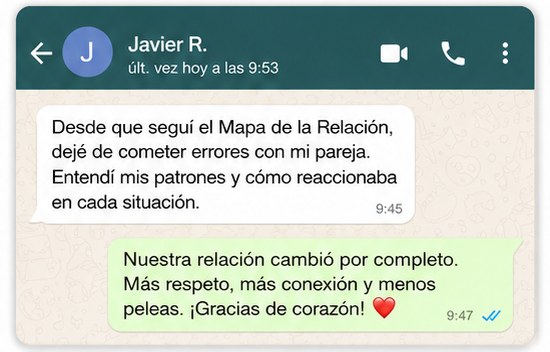 Mensaje de una persona que recibió su Mapa de la Relación