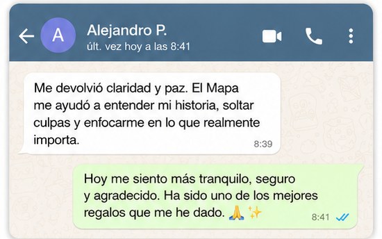 Mensaje de una persona que recibió su Mapa de la Relación